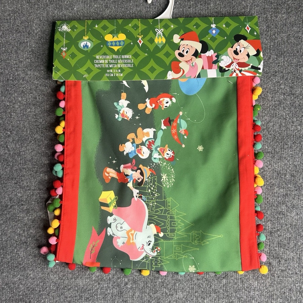 Disney Reversible Table Runner Holiday Christmas 60in X 14in Disney‎ Characters
